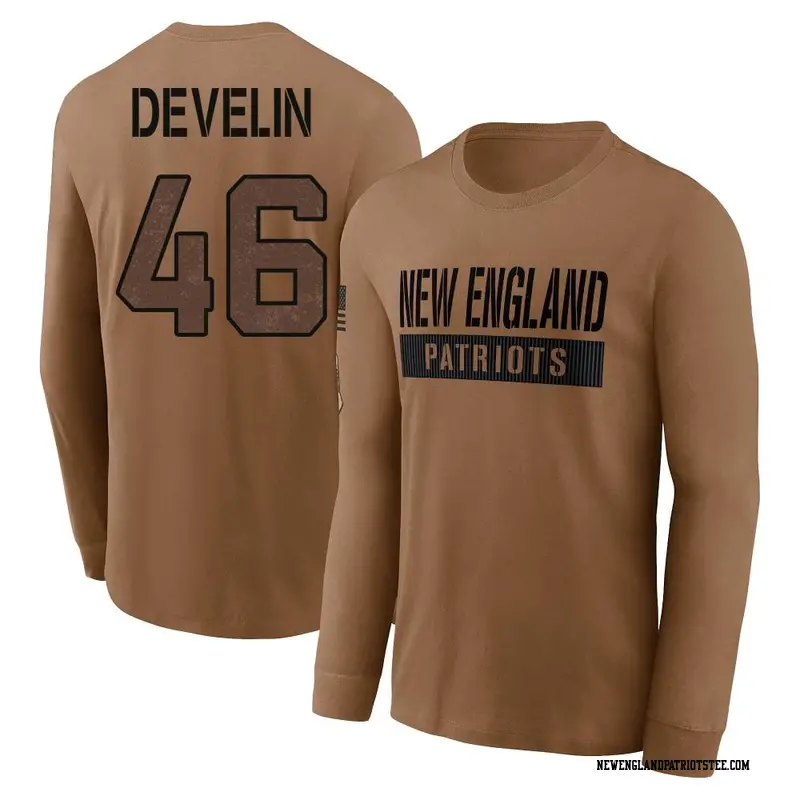 Men's New England Patriots ＃46 James Develin Brown 2023 Salute To Service Long Sleeve T-Shirt