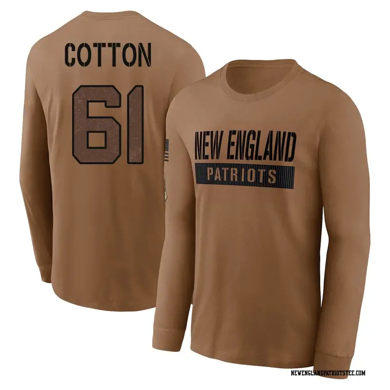 Men's New England Patriots ＃61 Lester Cotton Brown 2023 Salute To Service Long Sleeve T-Shirt