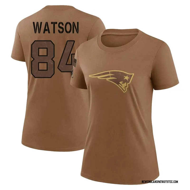 Women's New England Patriots ＃84 Benjamin Watson Brown 2023 Salute To Service Performance T-Shirt