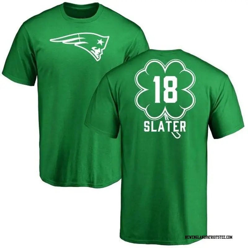 Youth New England Patriots ＃18 Matthew Slater Green St. Patrick's Day Name & Number T-Shirt