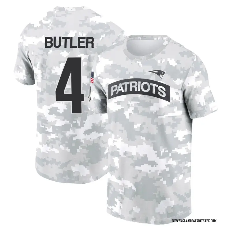 Youth New England Patriots ＃4 Malcolm Butler Camo Arctic 2024 Salute to Service Performance T-Shirt